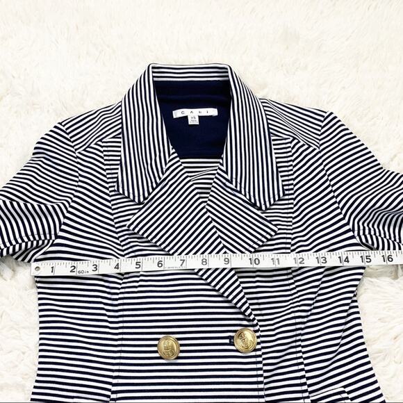 CABI Navy Blue White Nautical Stripe Ponte Blazer size XS - Picture 6 of 9